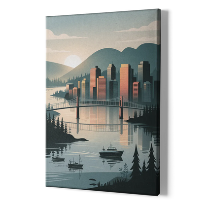 Vancouver Downtown Skyline - Canvas Print Art Sides