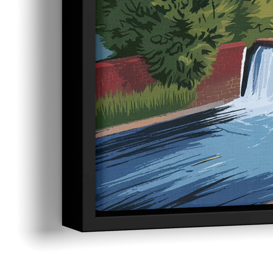 Greenville Skyline at Sunset - Close-Up Black Frame Canvas