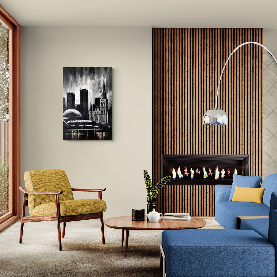 New Orleans Black and White Skyline - Canvas Wall Art Living Room