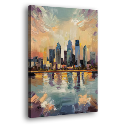 Philadelphia Skyline Reflections - Canvas Print Art Sides