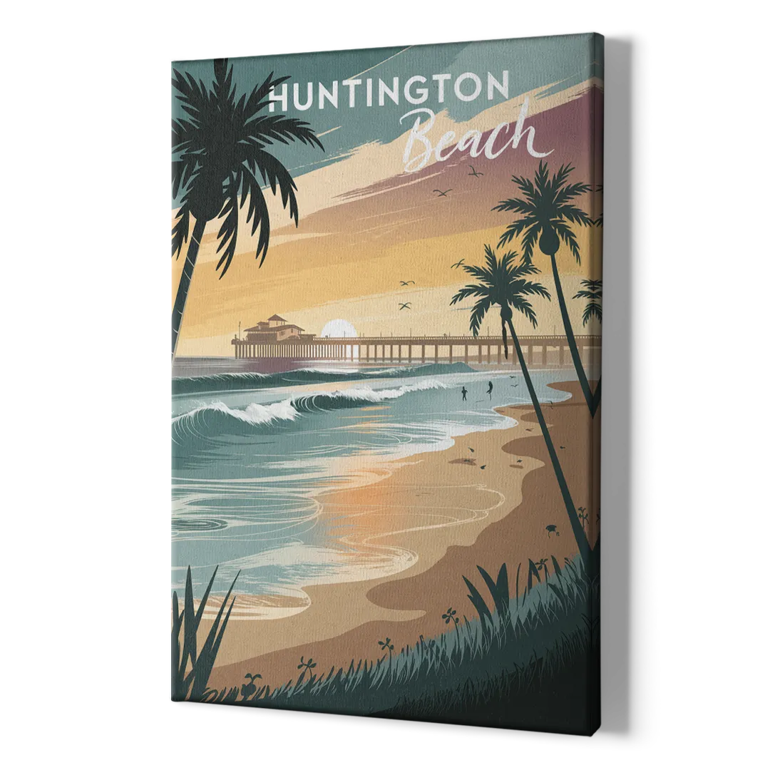 Huntington Beach Pacific Coast - Canvas Print Art Sides