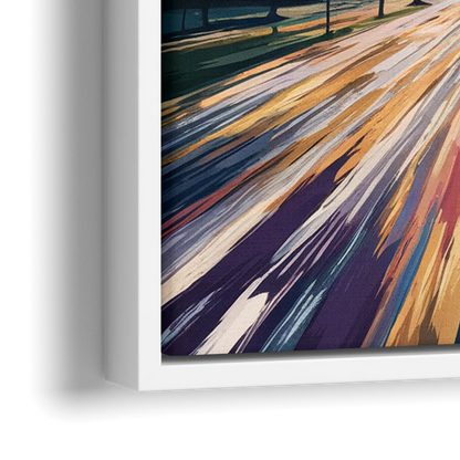 Raleigh Urban Night Lights - Close-Up White Frame Canvas