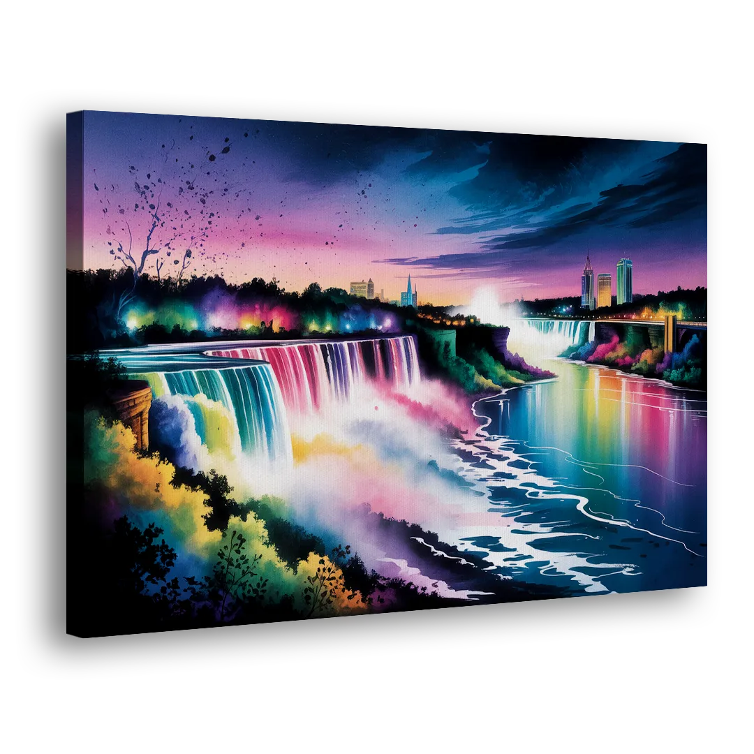 Niagara Falls at Night - Canvas Print Art Sides