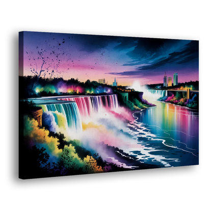Niagara Falls at Night - Canvas Print Art Sides
