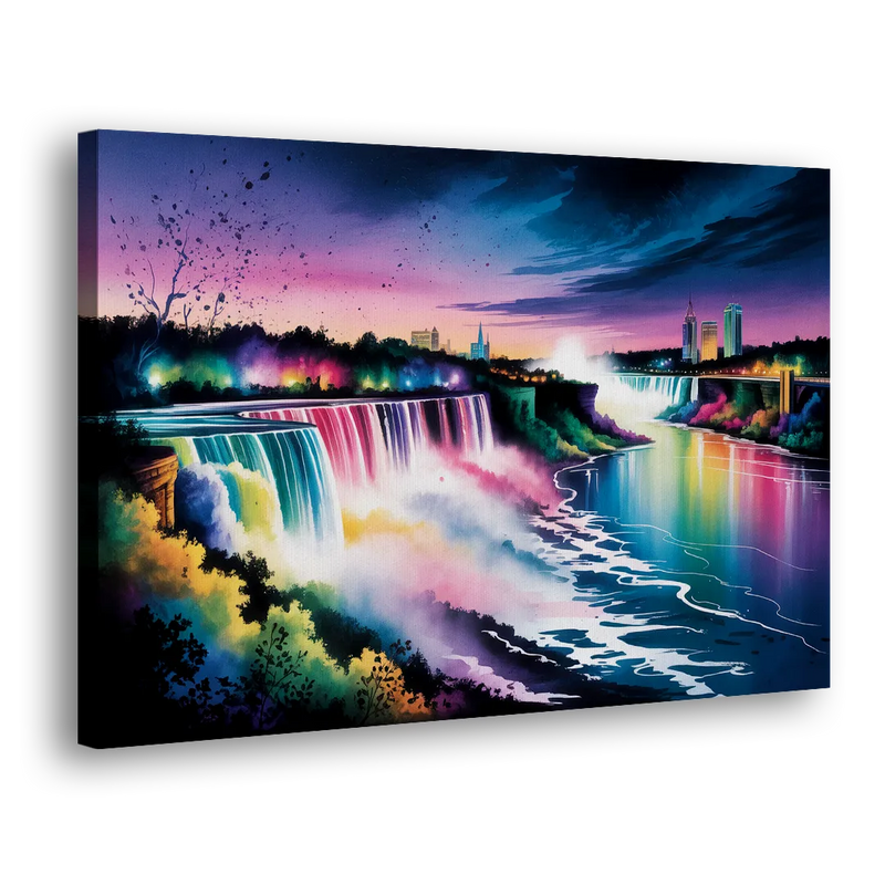 Niagara Falls at Night - Canvas Print Art Sides