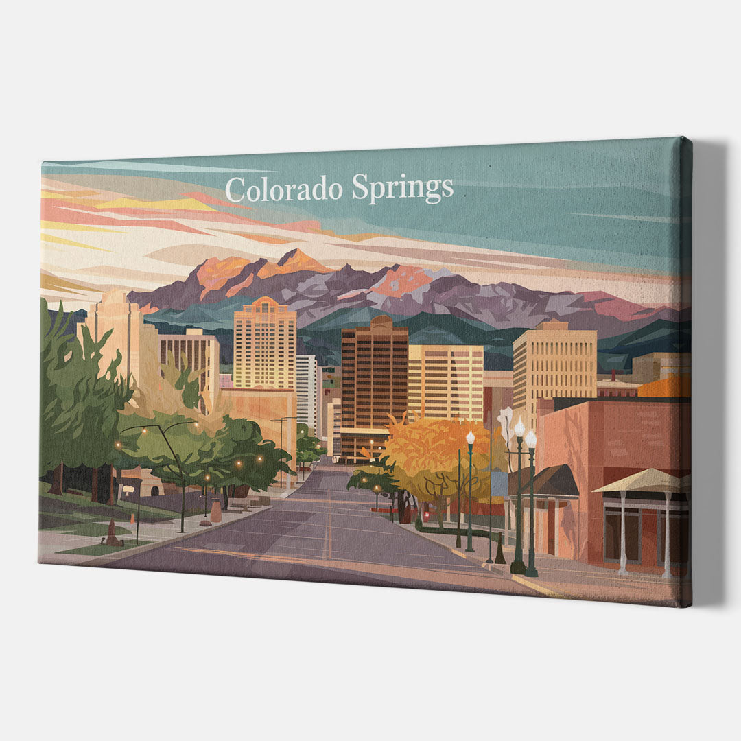 Colorado Springs Downtown Charm - Canvas Wall Art Indoor