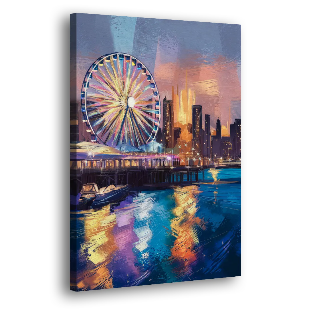 Chicago Navy Pier View - Canvas Print Art Sides