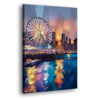 Chicago Navy Pier View - Canvas Print Art Sides