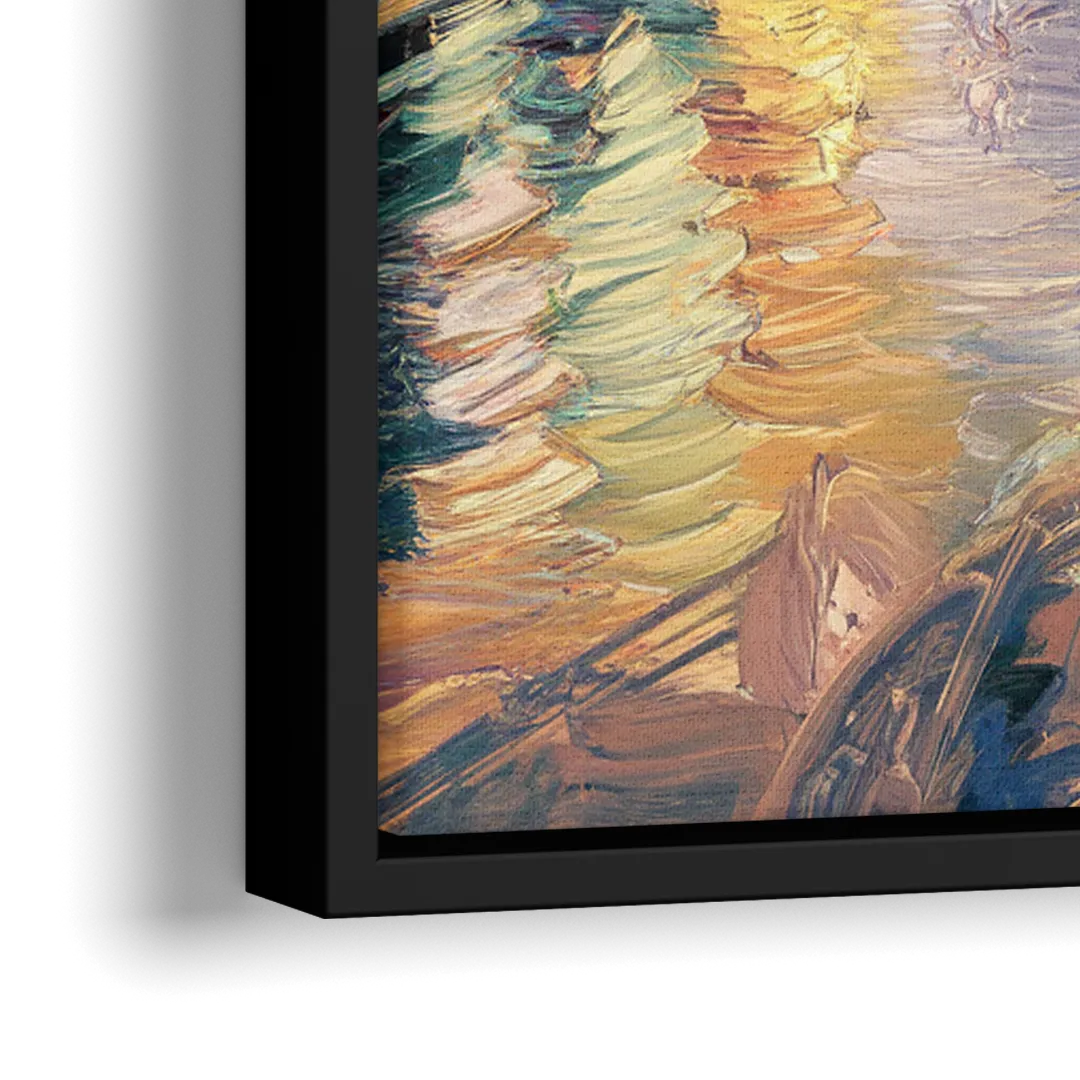 Columbus Scioto River View - Close-Up Black Frame Canvas