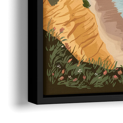 Big Sur Serene Landscape - Close-Up Black Frame Canvas