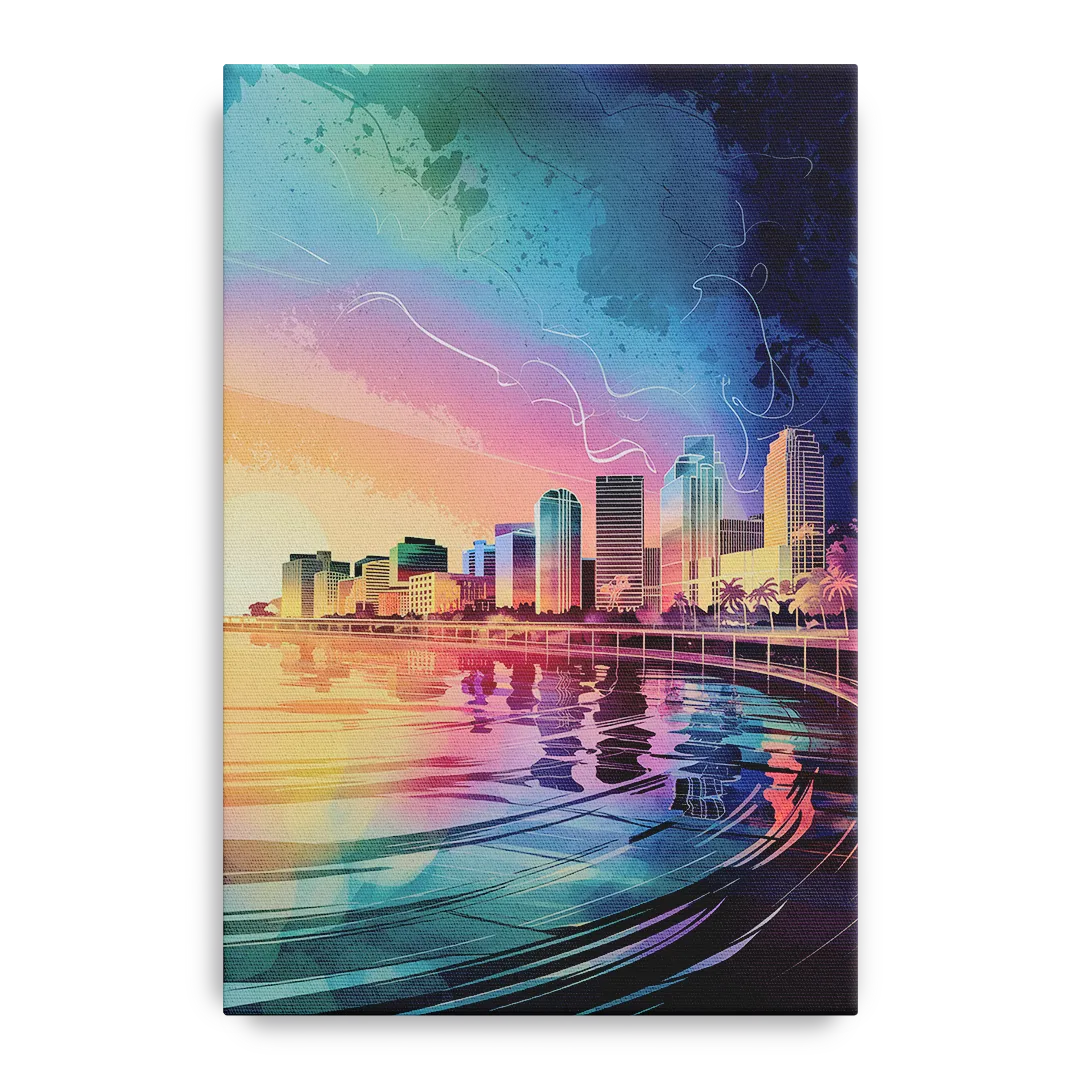 Fort Lauderdale Skyline Reflection - Canvas Wall Art
