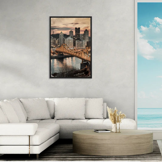 Pittsburgh Historic Landmarks - Living Room Black Frame Canvas
