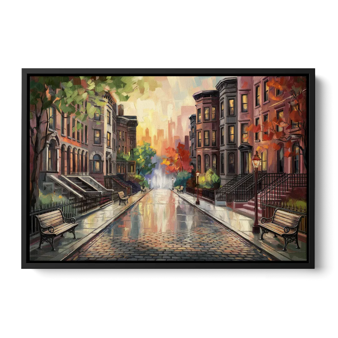 Boston Historic Neighborhoods - Black Frame Canvas