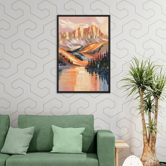 Vail Mountain Sunrise - Living Room Black Frame Canvas