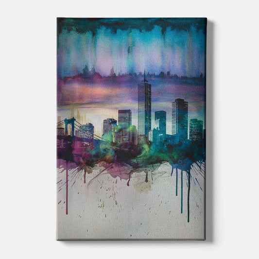 Boston Skyline in Watercolor - Canvas Wall Art