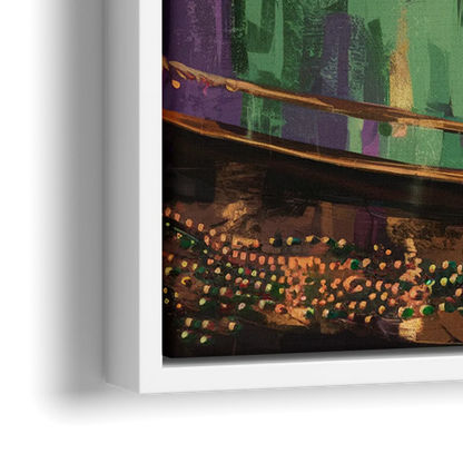 New Orleans Mardi Gras Parade - Close-Up White Frame Canvas