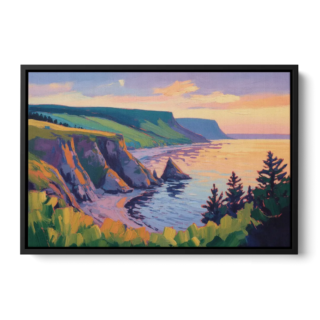 Sunset Over Cape Breton - Black Frame Canvas