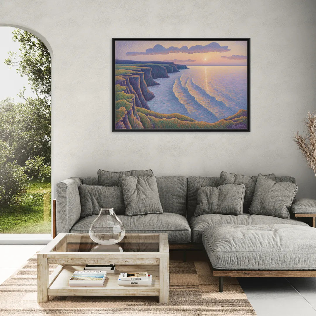 Coastal Cliffs of Newfoundland - Living Room Black Frame Canvas