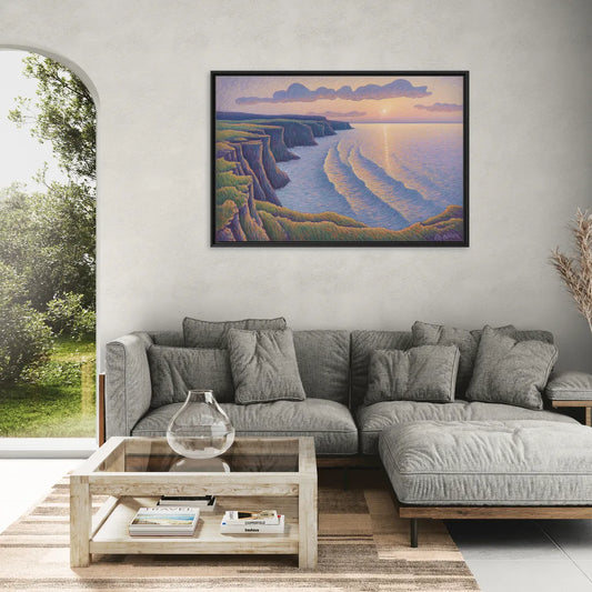 Coastal Cliffs of Newfoundland - Living Room Black Frame Canvas