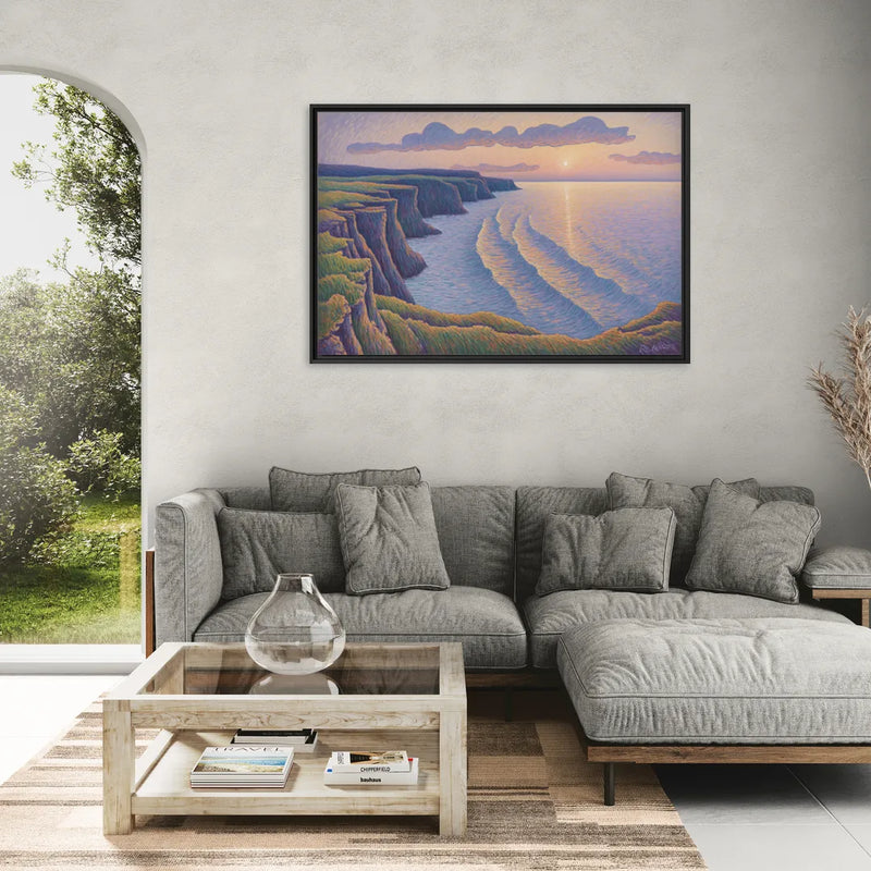 Coastal Cliffs of Newfoundland - Living Room Black Frame Canvas