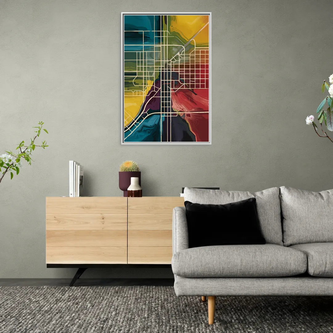 Las Vegas Map Design - Living Room White Frame Canvas