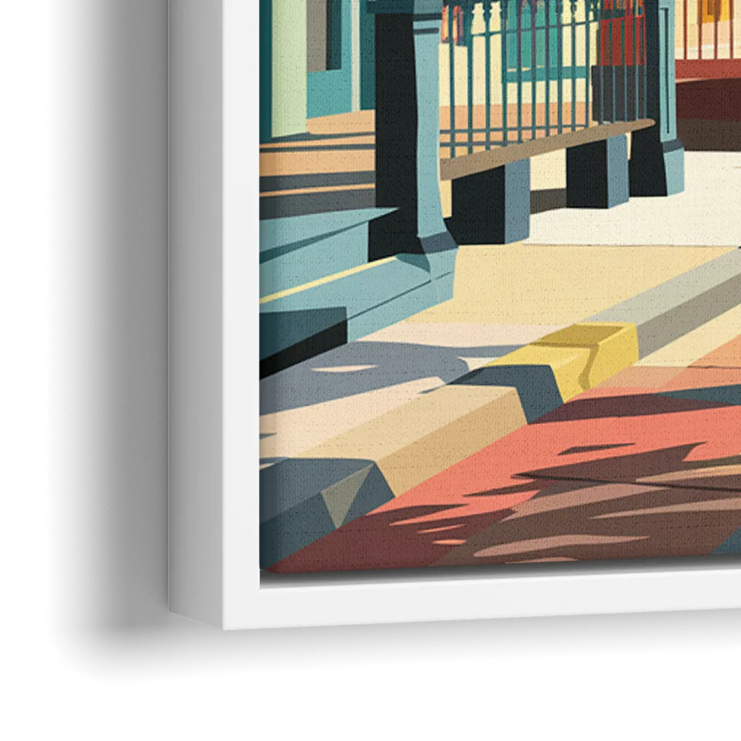 Galveston Downtown Charm - Close-Up White Frame Canvas