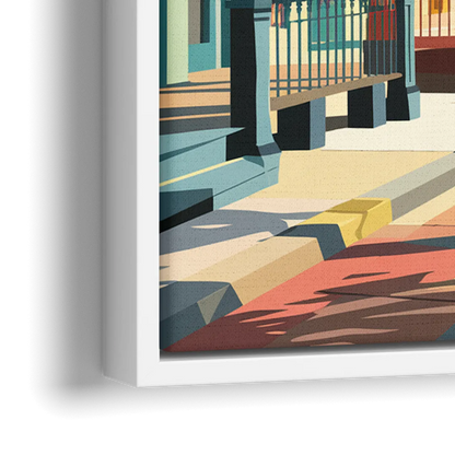 Galveston Downtown Charm - Close-Up White Frame Canvas