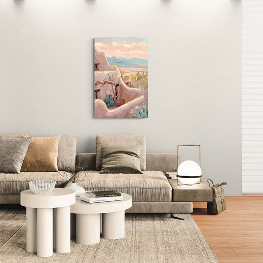 Santa Fe Adobe Architecture - Canvas Wall Art Living Room