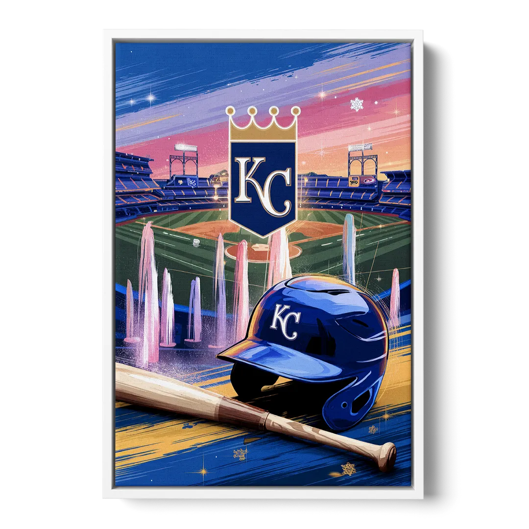 Kansas City Royals Team Spirit - White Frame Canvas