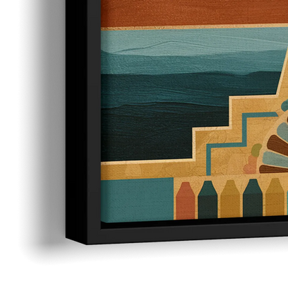 Santa Fe Sunburst Design - Close-Up Black Frame Canvas