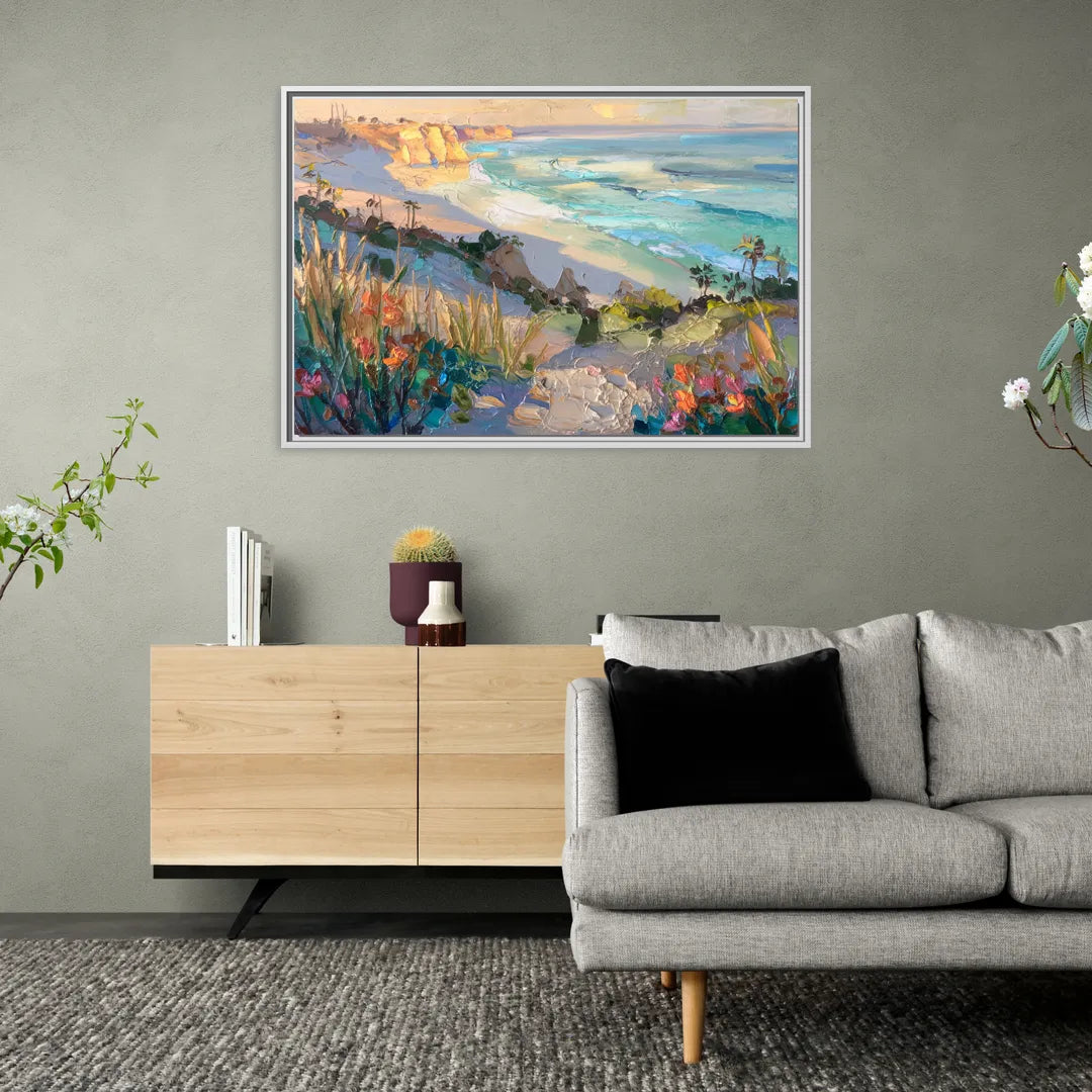 La Jolla Pacific Blues - Living Room White Frame Canvas