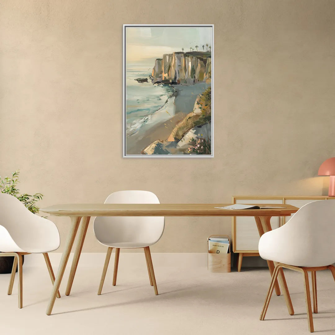La Jolla Cliffside Beauty - Living Room White Frame Canvas