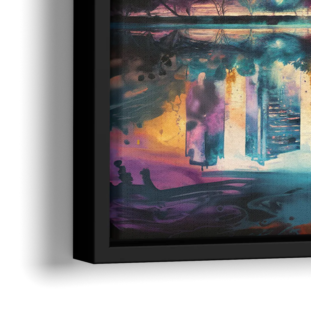 Atlanta Skyline With Reflection - Close-Up Black Frame Canvas