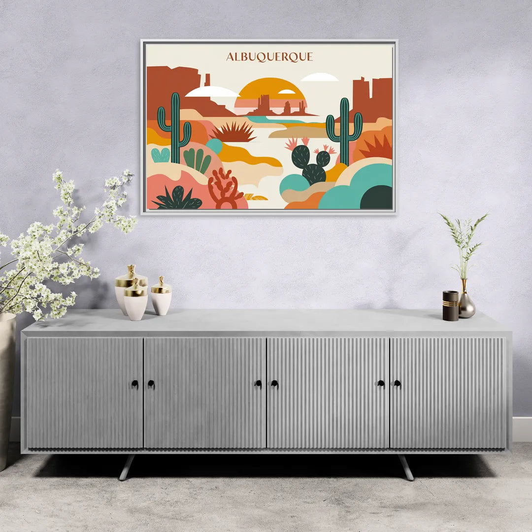 Albuquerque Southwest Colors - Living Room White Frame Canvas