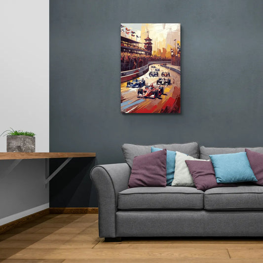 Indianapolis Motor Speedway Racing Scene - Canvas Wall Art Living Room