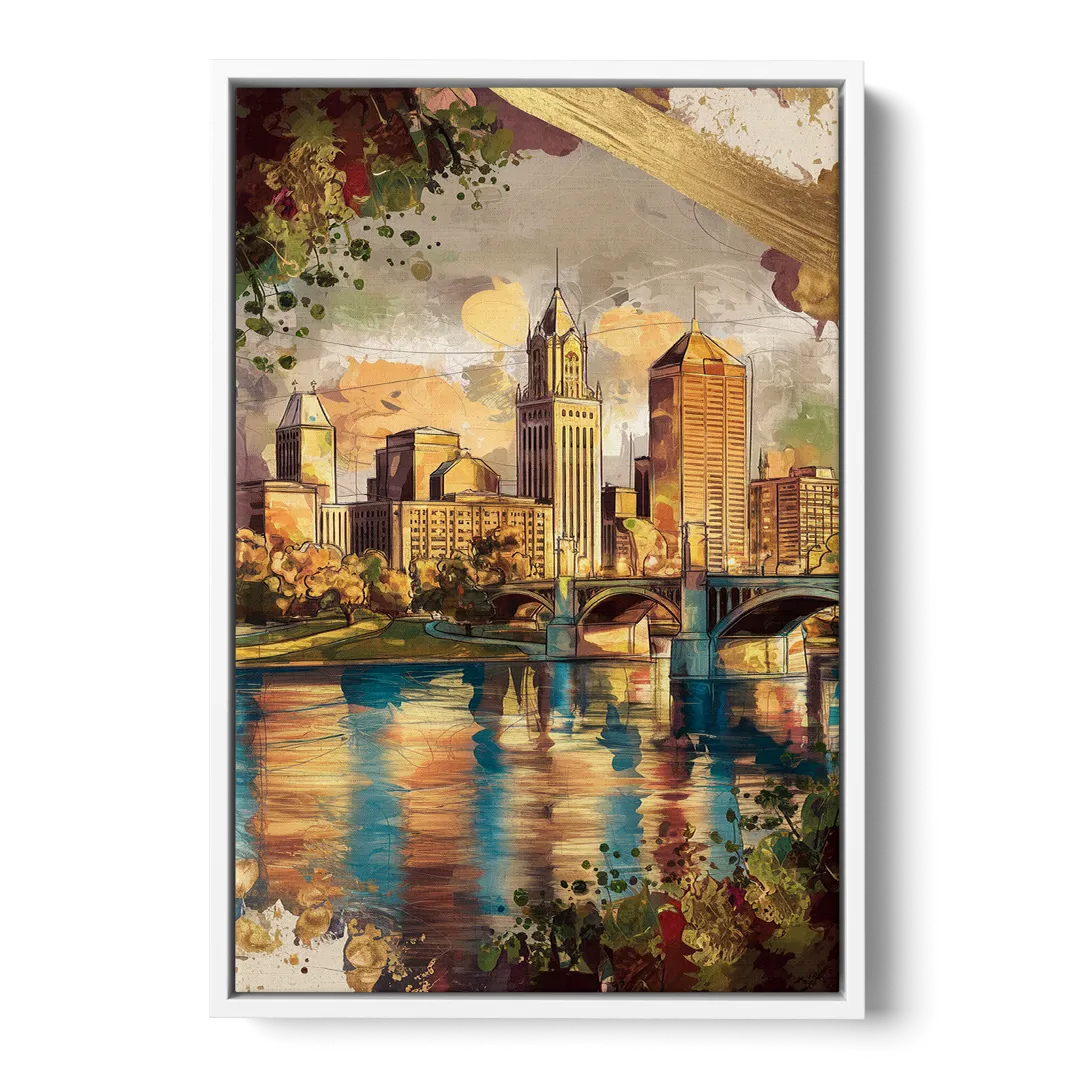 Columbus Historic Landmarks - White Frame Canvas