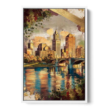 Columbus Historic Landmarks - White Frame Canvas