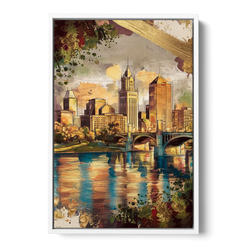 Columbus Historic Landmarks - White Frame Canvas