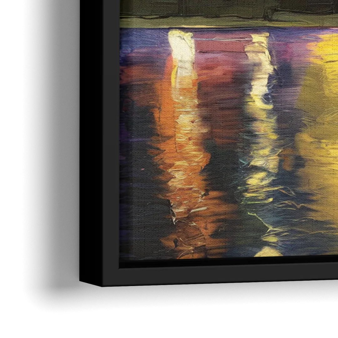 Louisville Cityscape Glow - Close-Up Black Frame Canvas