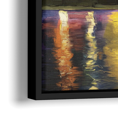 Louisville Cityscape Glow - Close-Up Black Frame Canvas