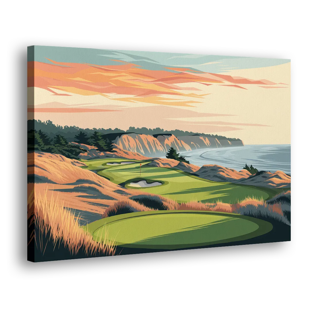 Bandon Golf Course Panorama - Canvas Print Art Sides
