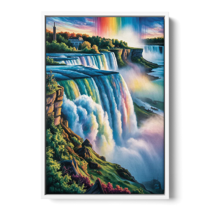 Niagara Falls Close Up - White Frame Canvas