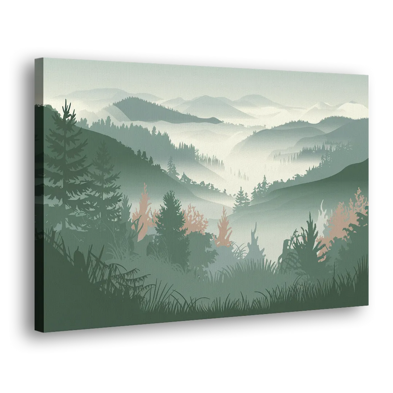Gatlinburg Misty Mountain Landscape - Canvas Print Art Sides