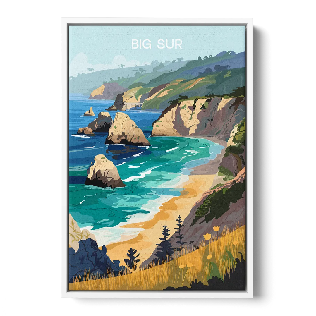 Big Sur Nature Escape - White Frame Canvas