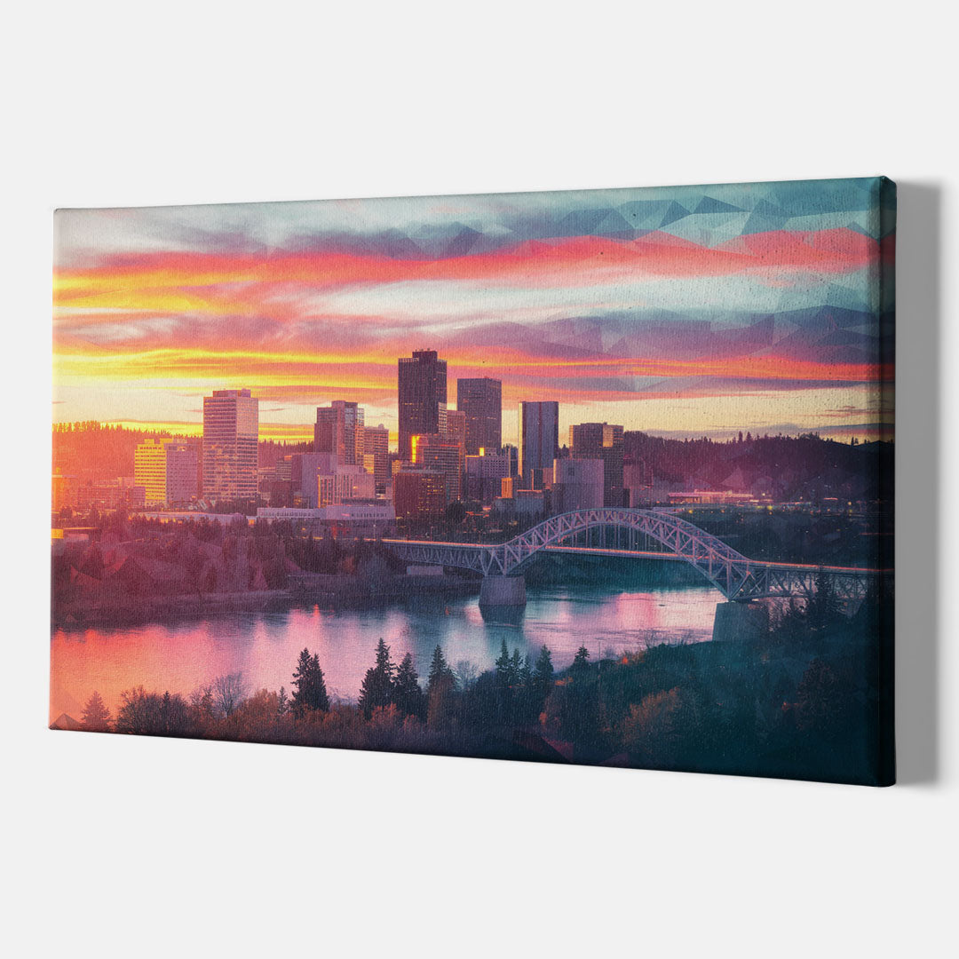 Spokane Skyline Sunset - Canvas Wall Art Indoor