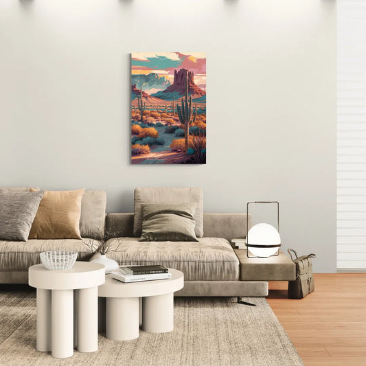 Tucson Cactus Landscape - Canvas Wall Art Living Room