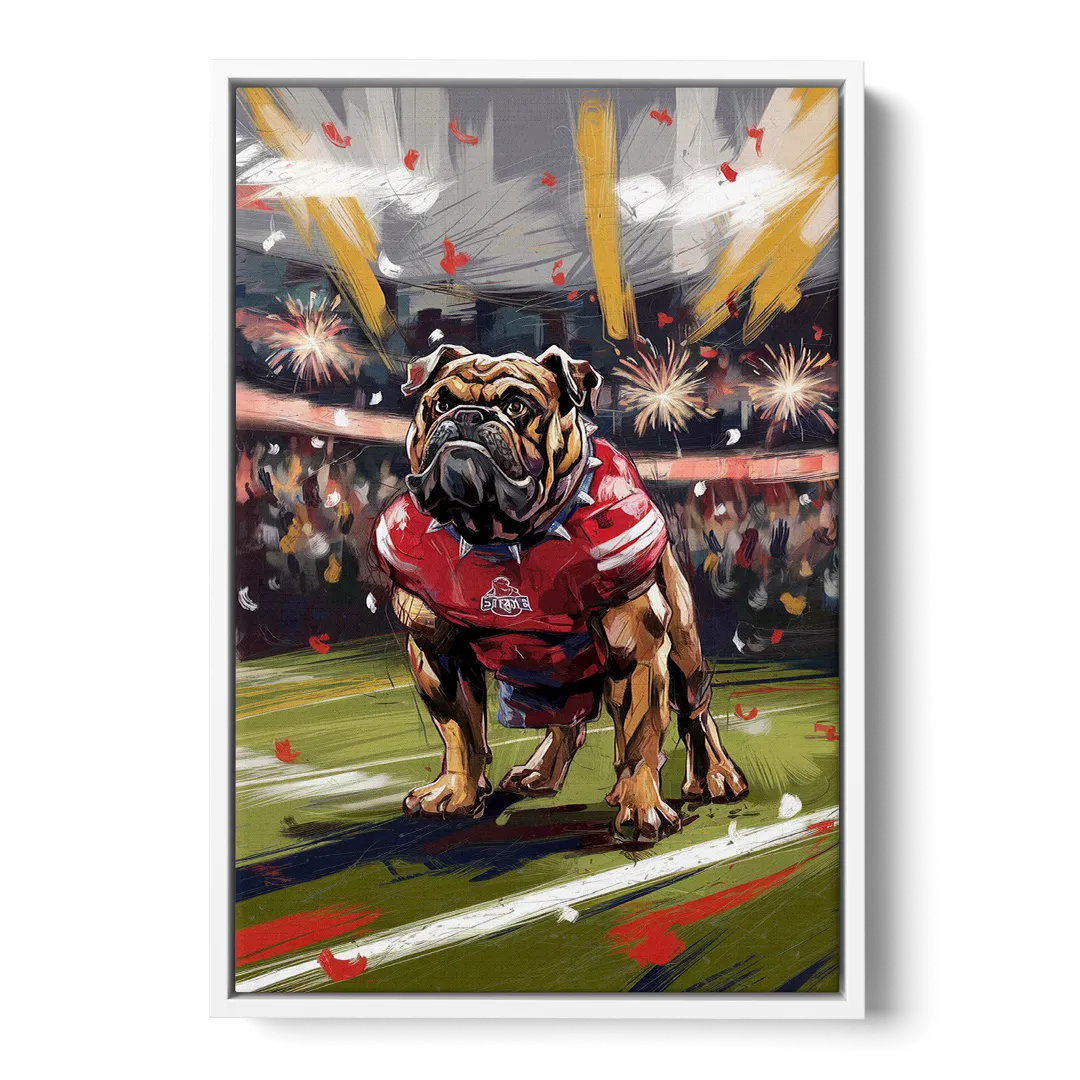 Fresno State Bulldogs Championship Glory - White Frame Canvas