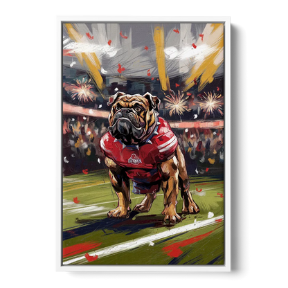 Fresno State Bulldogs Championship Glory - White Frame Canvas