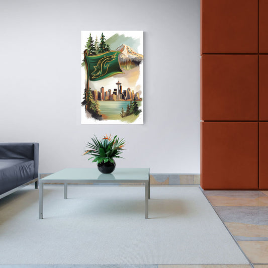 Washington Flags and Symbols - Canvas Wall Art Living Room