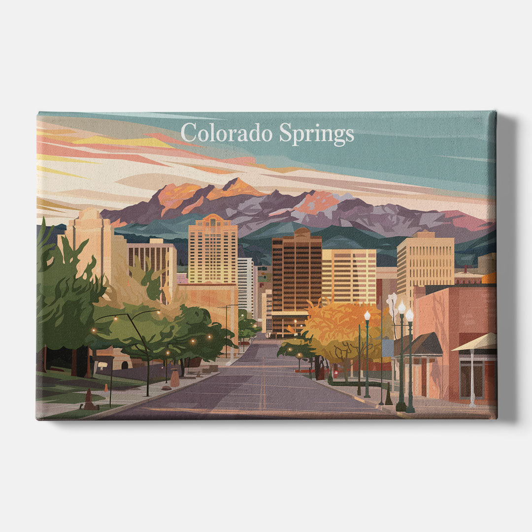 Colorado Springs Downtown Charm - Canvas Wall Art